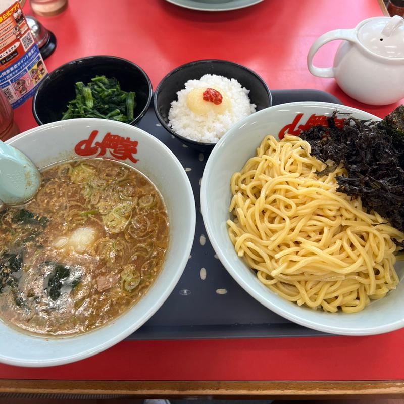 味噌つけ麺中盛　ほうれん草　岩のり　コロチャー　半ライス(ラーメン山岡家 越谷レイクタウン店)