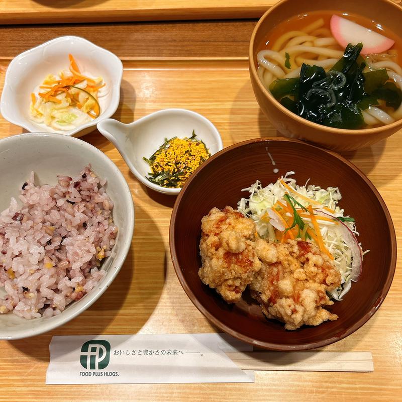 から揚げうどん定食(定食屋 百菜 旬 博多一番街店)