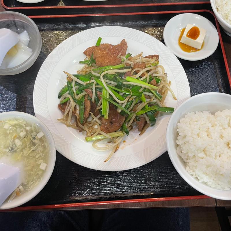 レバー、ニラ炒め定食(中華料理 万里)