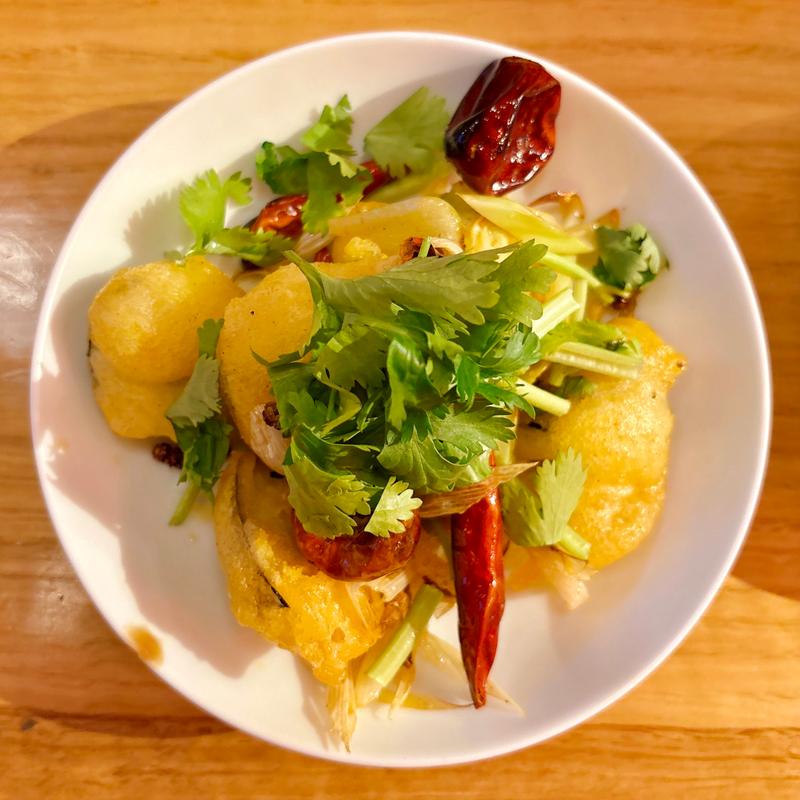 茄子の山椒唐辛子炒め(小皿中華料理 マルチュー)