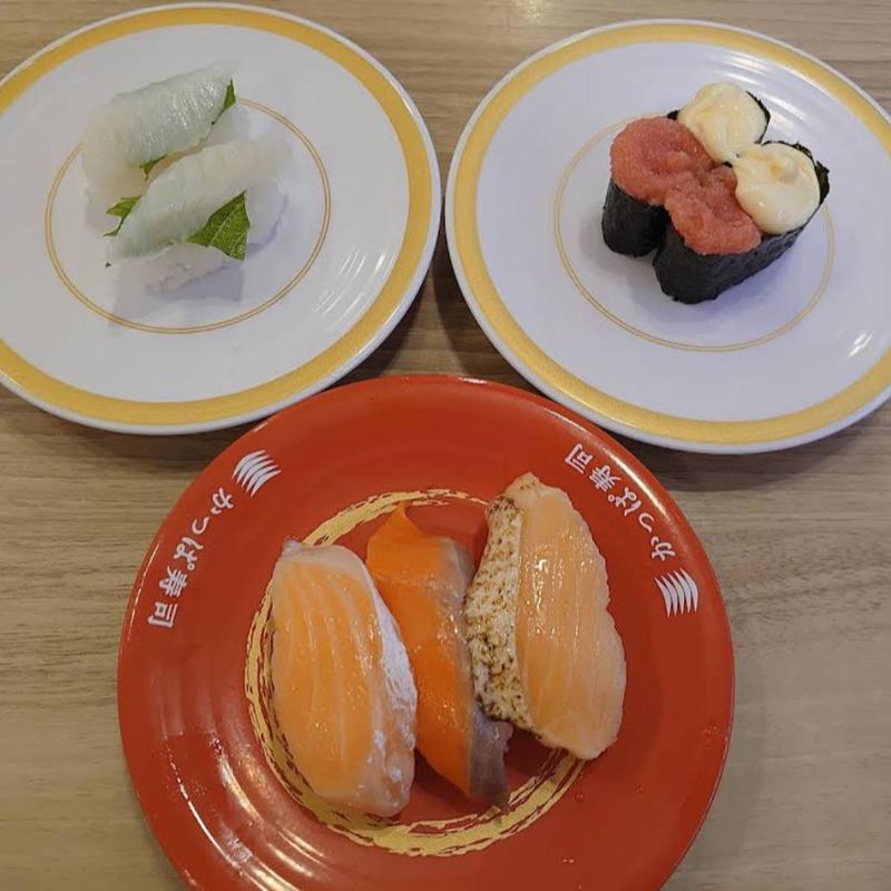 サーモン三種＆えんがわ＆たらマヨ(かっぱ寿司 河口湖インター店)