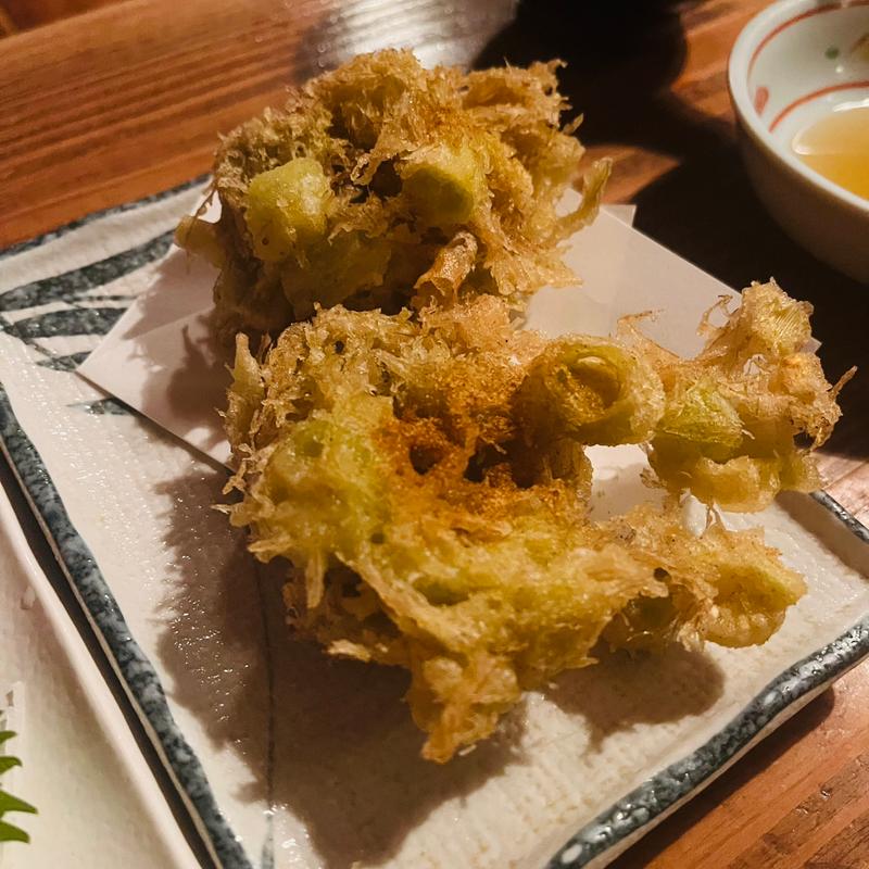 ヤングコーン天ぷら(あて 煮込 肴 市ヶ谷)