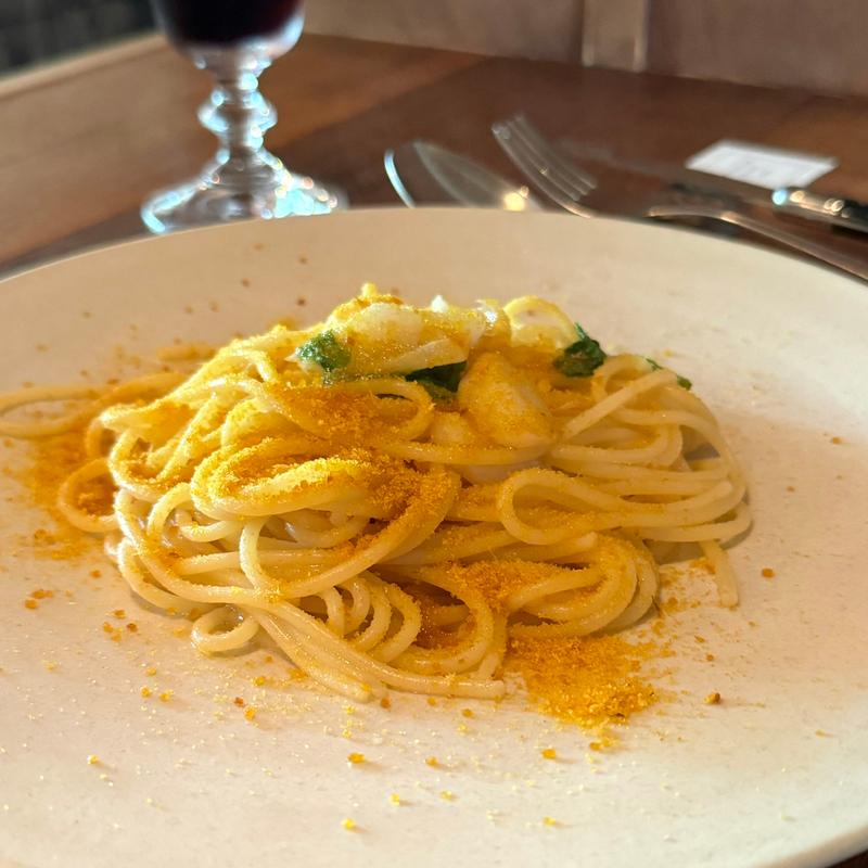 新にんにくとミントのスパゲッティ からすみがけ(POSTO)