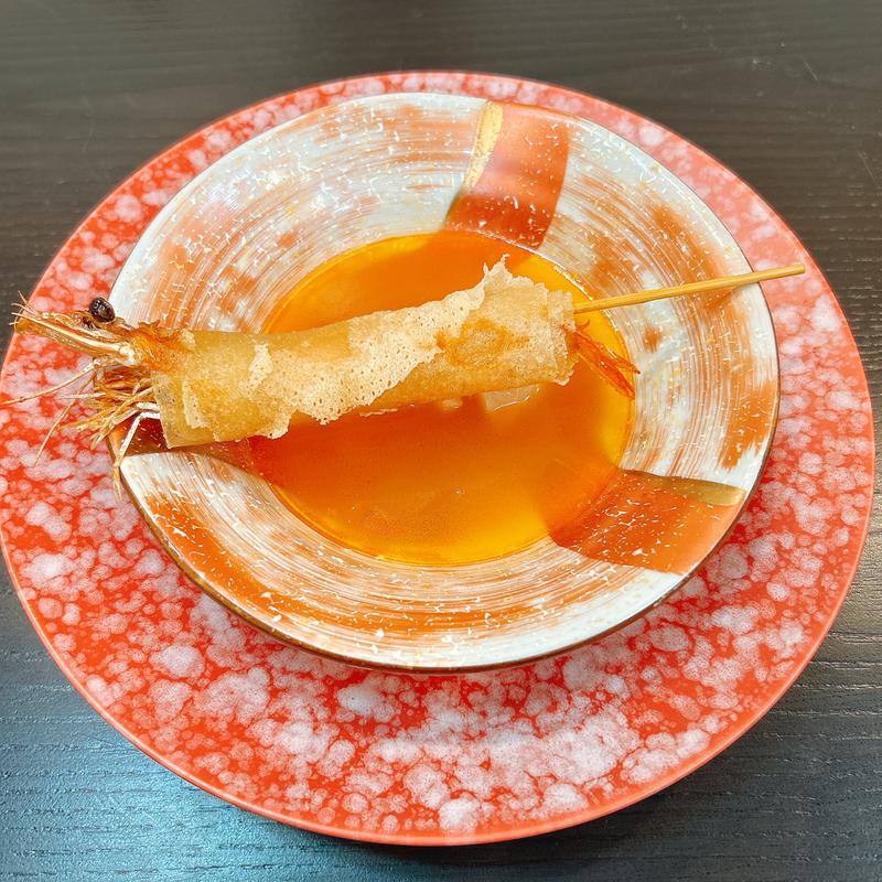 魚介のスープ　天使の海老、帆立貝(華の雫 )