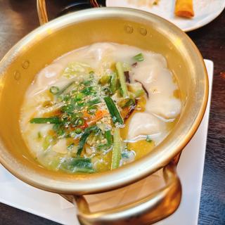 白湯スープの炊き餃子(地鶏と馬刺し 個室バル TORi馬Ko 熊本下通店)