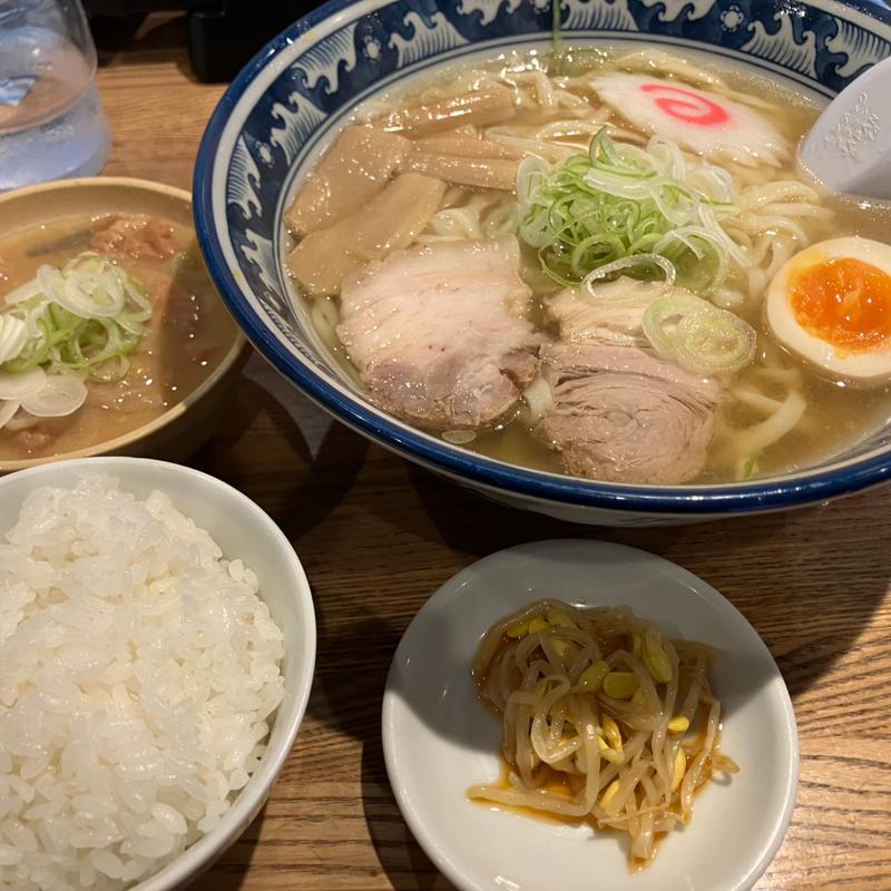 醤油ラーメン　モツ煮セット(手打ちらーめん麺之介)