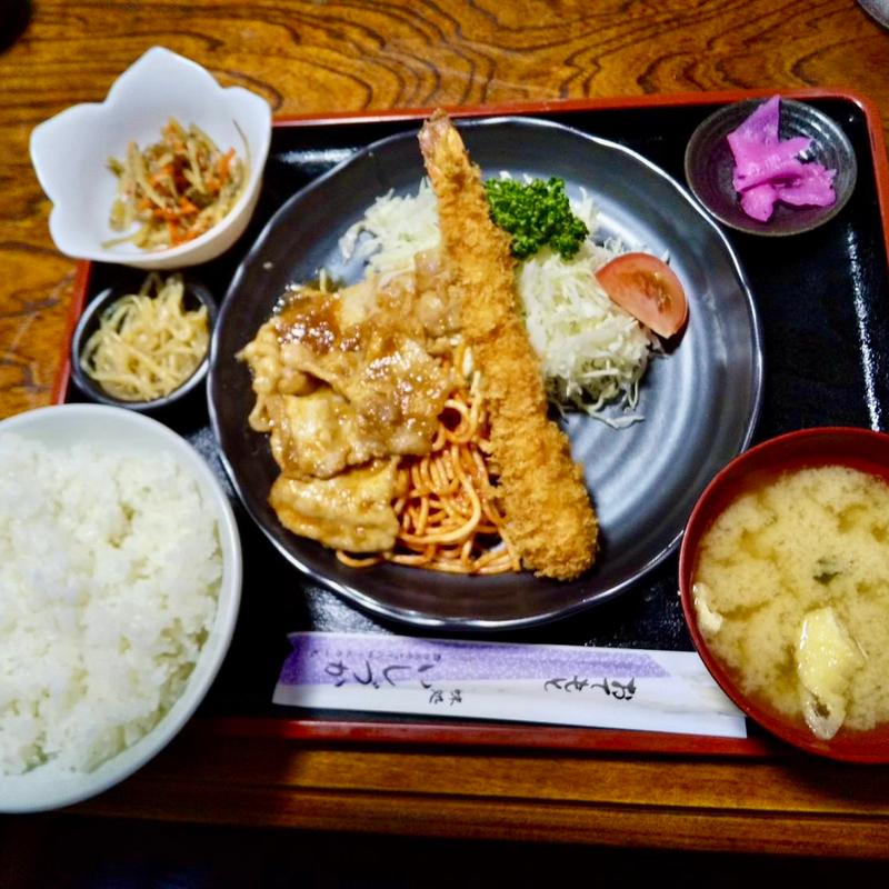 生姜焼きと海老フライのCセット(味処いしづか )