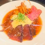 初夏の雲丹と鰹の冷たいらぁ麺