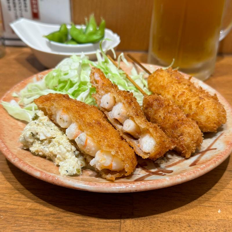 せんべろセット(枝豆、一口串カツ、うずら串、エビカツ)(酒津屋 伏見店)
