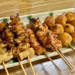 焼き鳥(もも焼き、鶏皮、つくね)