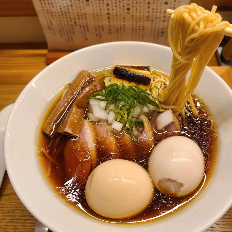 鴨醤油らぁ麺 味玉×2(銀座らぁ麺 しら石)