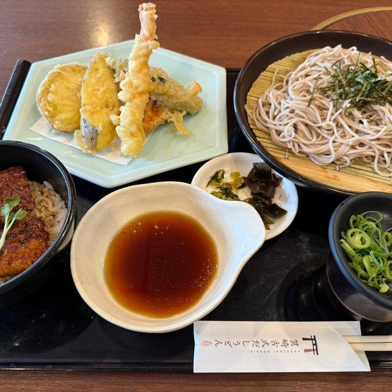 うなぎ小丼、天麩羅ざる蕎麦セット(きねや 原田店)