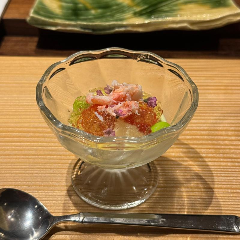 枝豆のムース 八方だしのジュレ(鮨 江戸富士)