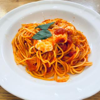 オーガニックトマトとモッツァレラチーズのトマトソースパスタ