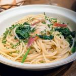 北寄貝とほうれん草のパスタ