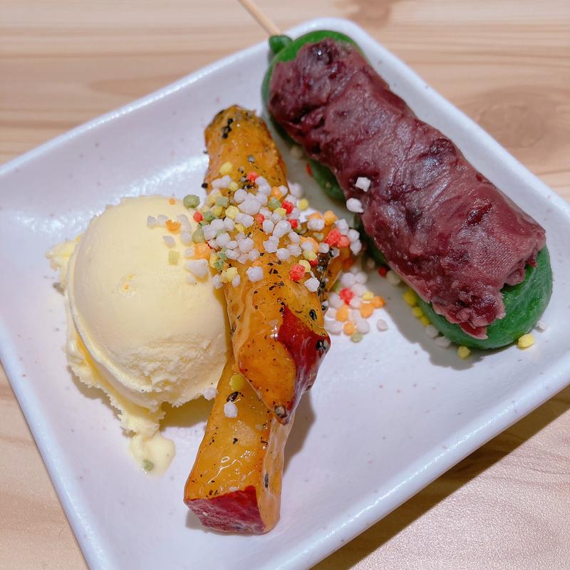 老舗茶舗のお抹茶団子盛り合わせ(スシロー 新宿靖国通り店)