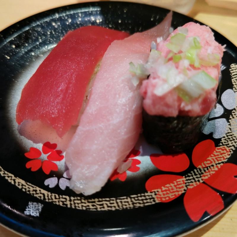 まぐろ三種(神奈川回転寿司 二代目ぐるめ亭 港南台バーズ店)