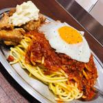 ミートソースチキン南蛮 目玉焼き