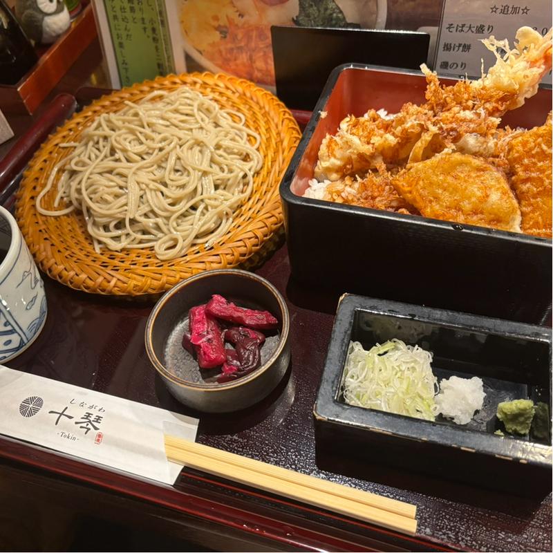 大エビ天重と江戸そば(しながわ十琴)