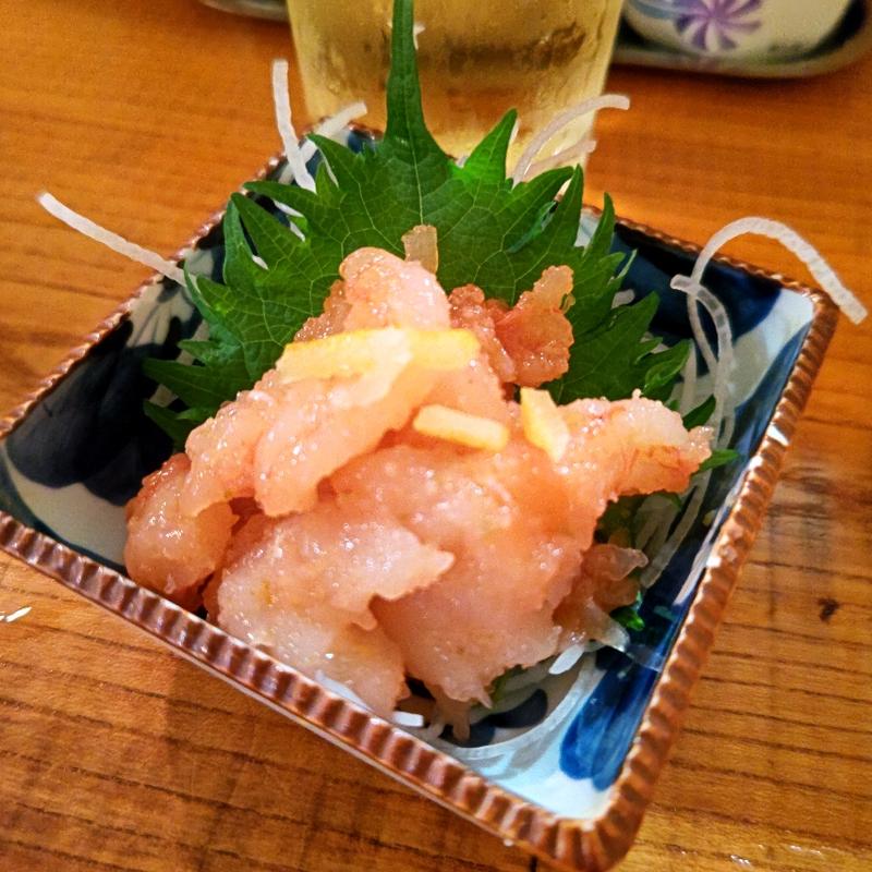 生赤海老の柚子胡椒明太子和え(野毛ごえん)