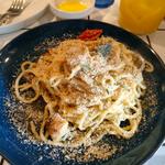 アジとドライトマトのペペロンチーノ