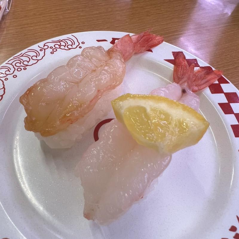 天然えび食べ比べ（レモンのせ・漬け）(スシロー 三木店)