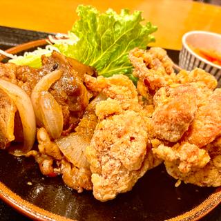 カルビ焼肉&唐揚げ定食(肉のヤマ牛 十三)