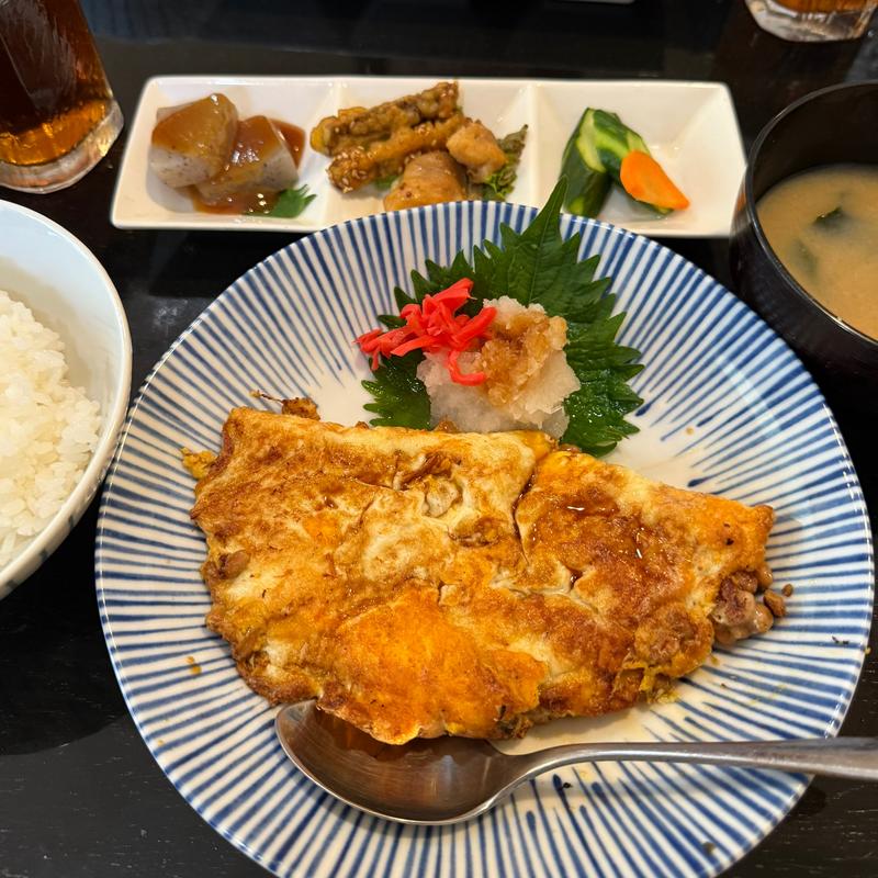 なっとうオムレツ定食(家庭料理ふくや)