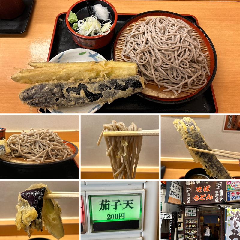 もりそば大盛りに茄子天(かのや 新宿西口店 )