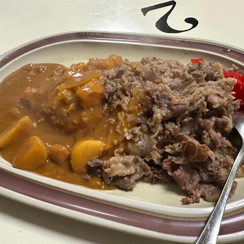 牛丼＆カレーのW盛合わせ(ラーメン&カレー タブチ)