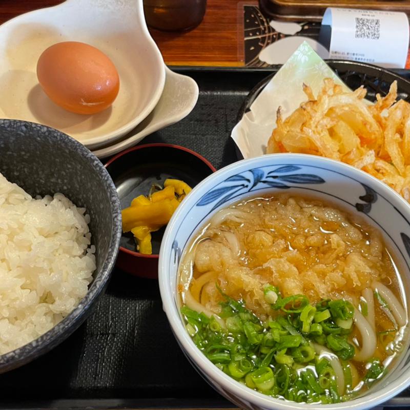 かき揚げ朝食(久兵衛屋 清瀬長命寺前店)
