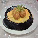 超大粒牡蠣フライの自家製黒デミグラス