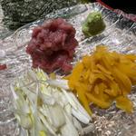 本鮪中落ち　島らっきょう　沢庵手巻き