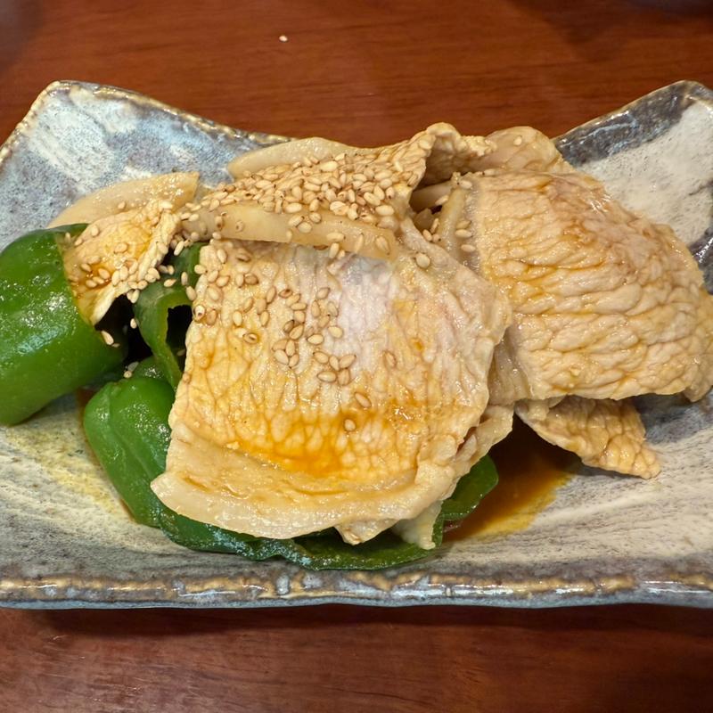 豚肉とピーマンのカラシ和え(とんかつかつ吉)