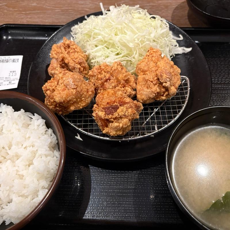 本格唐揚げ定食 5個(松のや 赤坂店(マイカリー食堂併設))