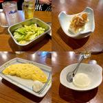 塩ダレキャベツ、しらすおろし冷奴、玉子焼き、ゆずシャーベット