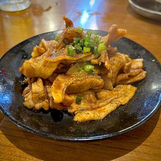 “名物”しびれ豚皿(串揚げじゅらく アメ横店)
