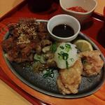 牛焼肉とおろし唐揚げ定食