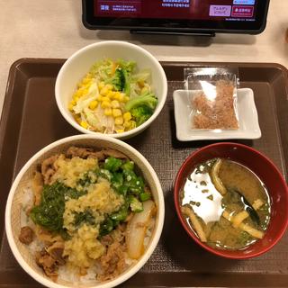 生姜めかぶオクラ丼に野菜みそ汁セット(すき家 太田店 )