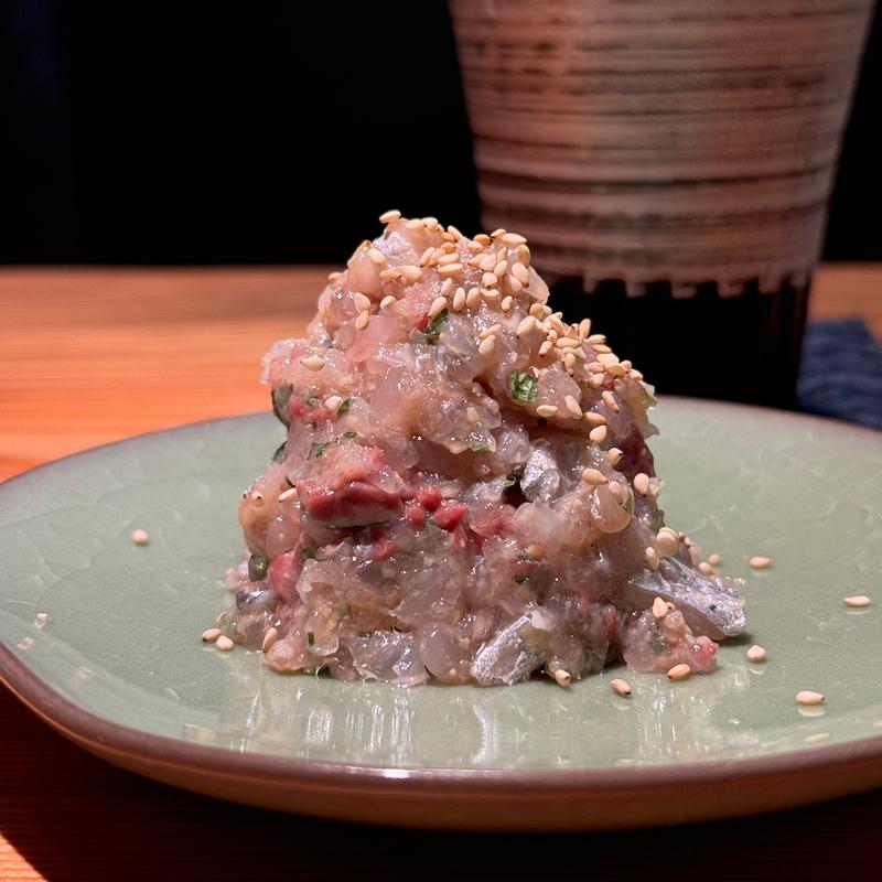 真アジのなめろう(SAKEと肴 智くら)