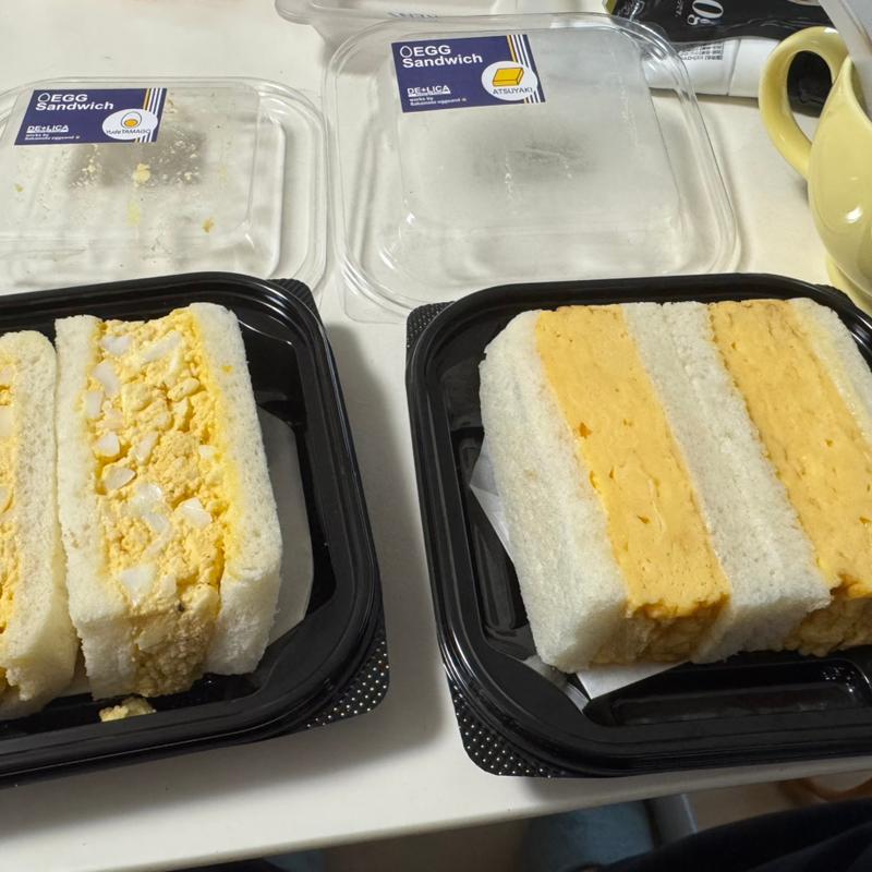 煮卵＆厚焼きサンド(㈲阪本鶏卵 本社/水島直売所)