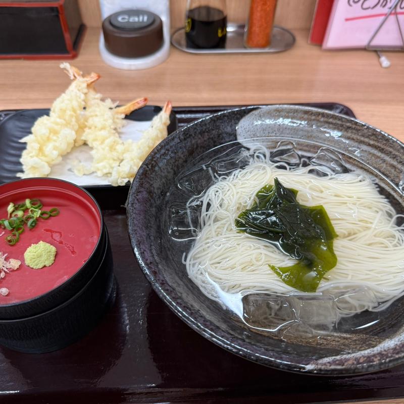 海老天とソーメンのセット(うちだ屋 多々良店 )