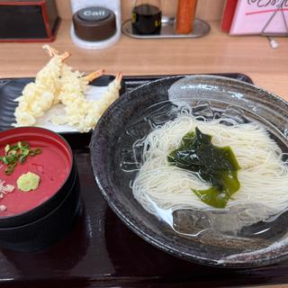 海老天とソーメンのセット(うちだ屋 多々良店 )