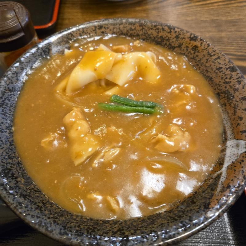 カレーうどん【ひもかわ&小】(うどん　八州 )