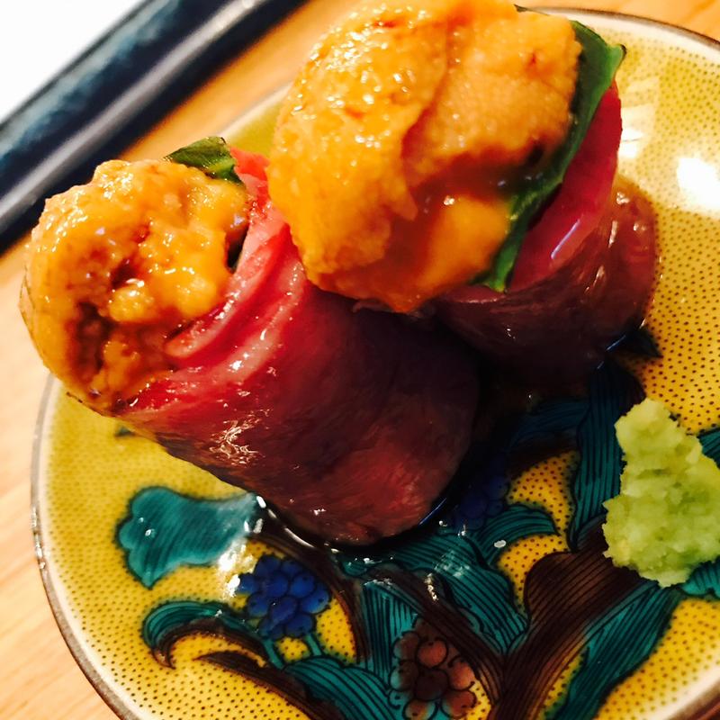 雲丹の和牛巻き 1カン(炉端　百式)