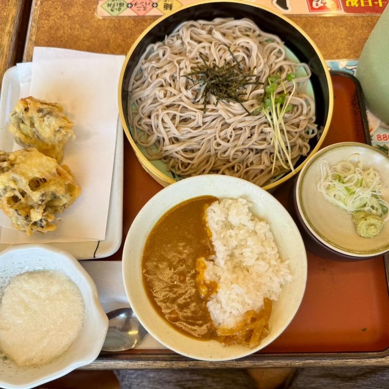 とろろ付き黒舞茸天そばaセットミニカレー🍛(山田うどん食堂 行田バイパス店)