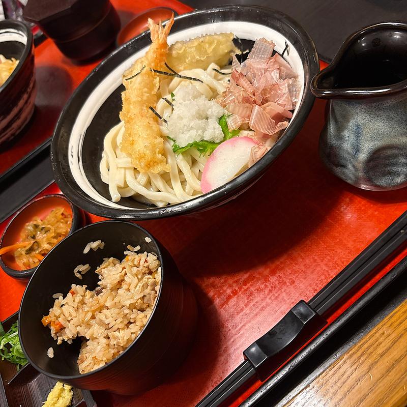 冷やし海老天おろしうどん定食(実演手打うどん 杵屋 桶川東武マイン店)
