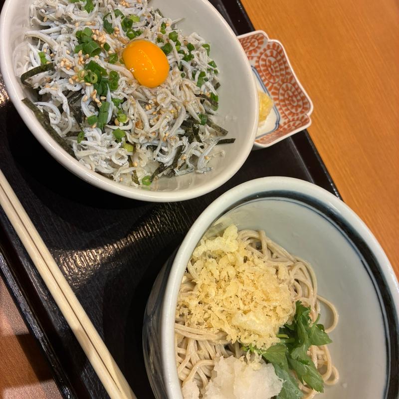 釜揚げしらす丼とぶっかけそば(そばや 吉祥庵 ららぽーと門真店)
