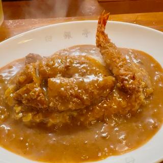 ヒレ豚カツカレーエビフライトッピング(白銀亭)