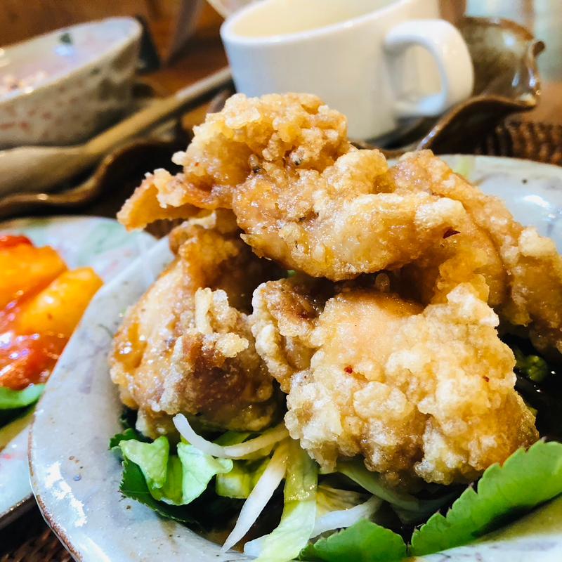 油淋鶏_欲張りランチ(ふきのとう 杏仁香)